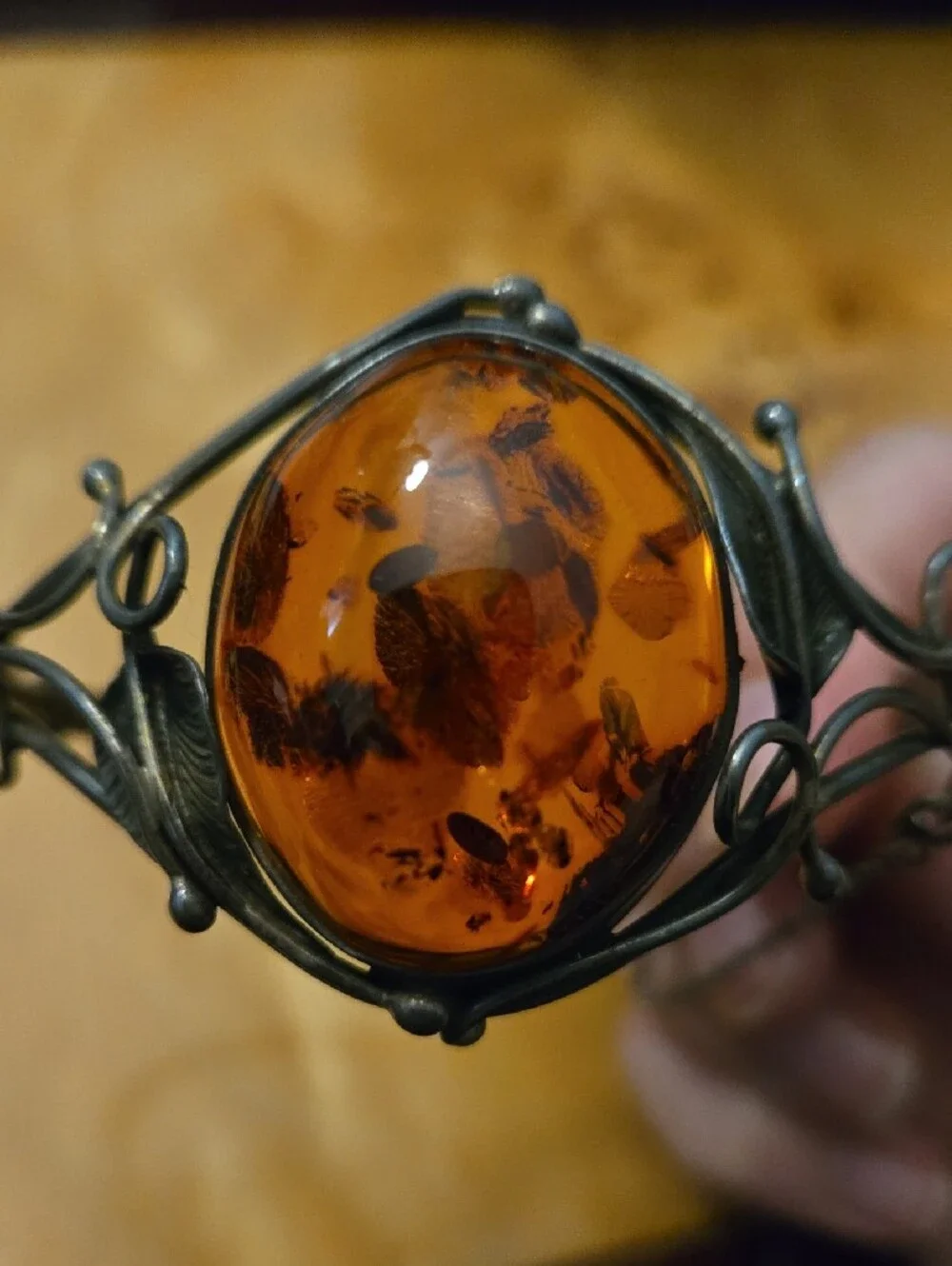 Amber Cabochon Statement Bangle - Women's Jewelry